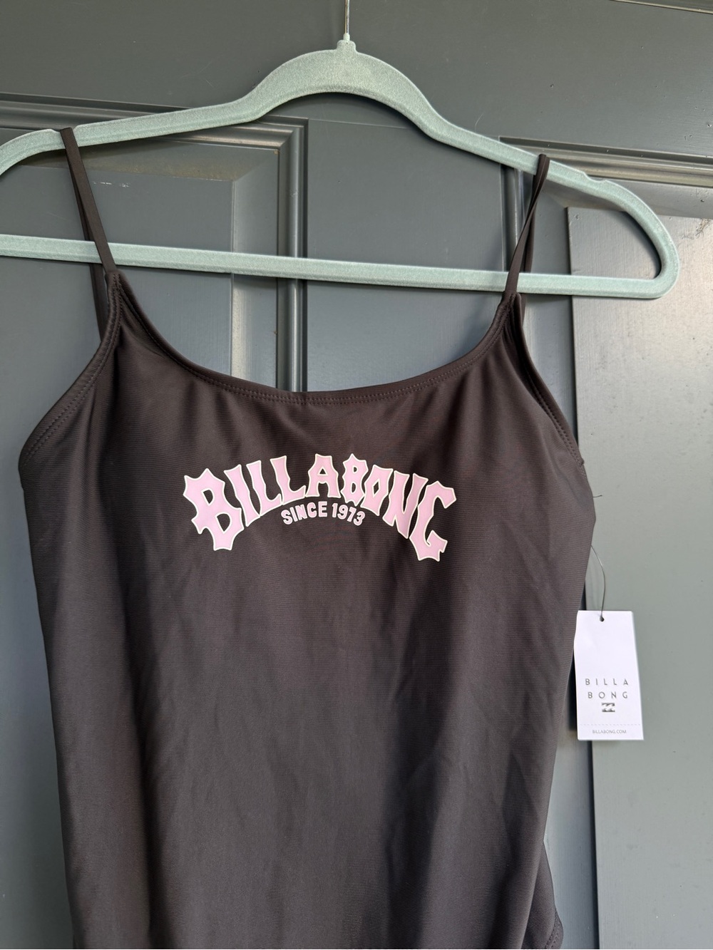 Billabong Dark Grey One-Piece Swimsuit with Pink Logo - Picture 2 of 8